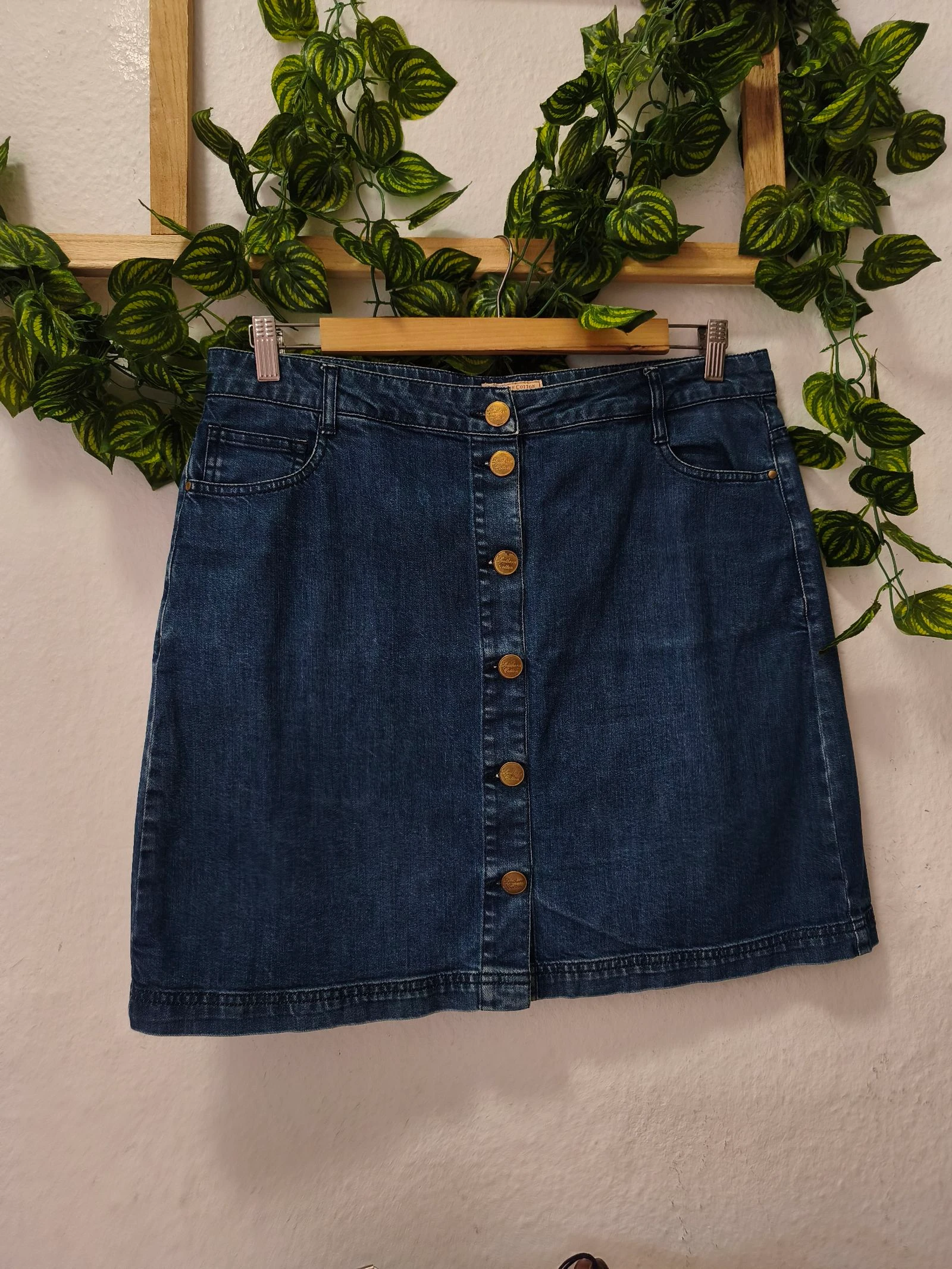 Minissaia Jeans Algodão Botões Tamanho 44 Southern Cotton – photo 3